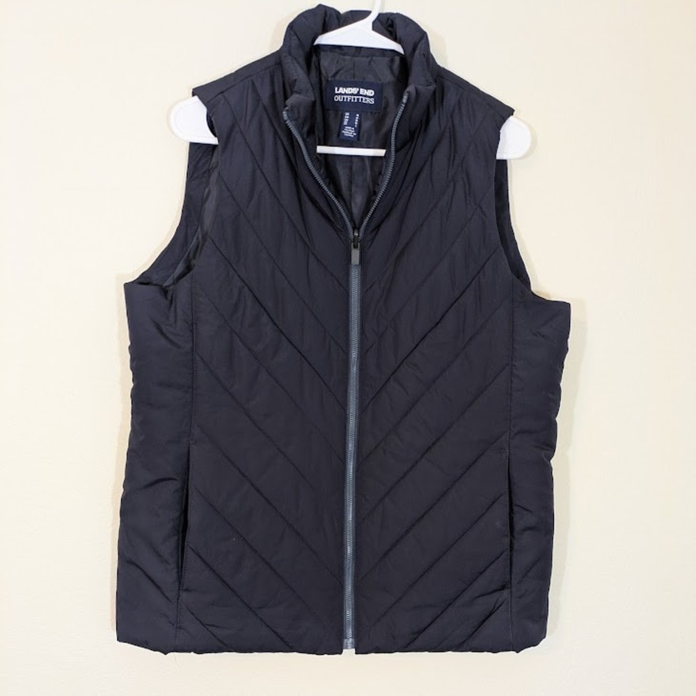 Lands' End Outfitters Navy Quilted‎ Puffer Vest Lightweight Zip Front Medium